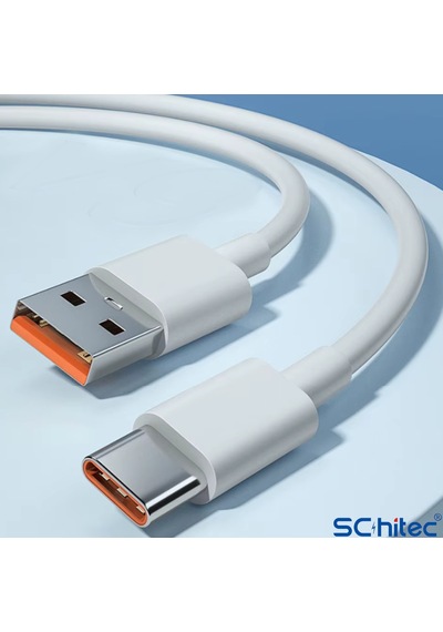 Schitec 6a 120w Usb-a To Type-c Hızlı Şarj Ve Data Kablosu 1m Beyaz Sk002 100cm