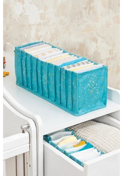 Baby Akordiyon Organizer Çekmece Düzenleyici Small, Mavi Desenli