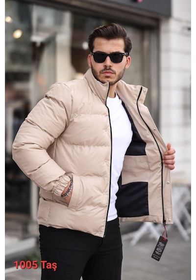 Classics Men Slim Fit Rüzgar Geçirmez Elyaf Dolgulu Mont Bej