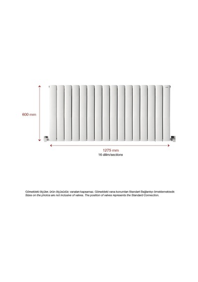 600mm x 1275mm Lilac Yüksek Isı Kapasiteli Dekoratif Yatay Beyaz Alüminyum Radyatör