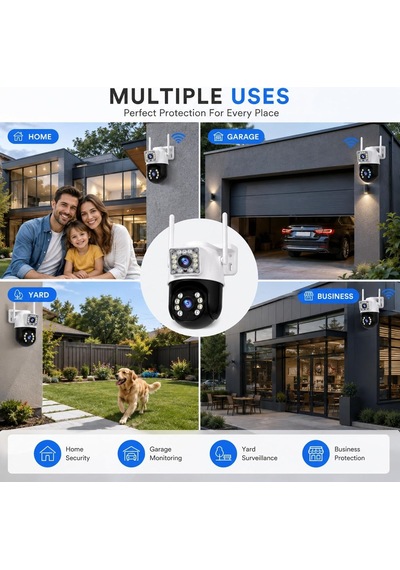 6mp Dual Lens Wifi Akıllı Güvenlik Kamerası, 360 Hareketli Dış Mekan Ip Kamera, Ethernet Wifi Bağlantılı Beya