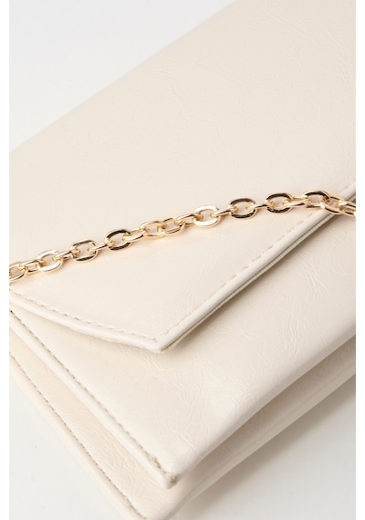 Vivaq Kadın Krem Zarf Tasarım 2 Bölmeli Mini Zincir Askılı Çıt Çıt Kapama Clutch Ve El Çantası