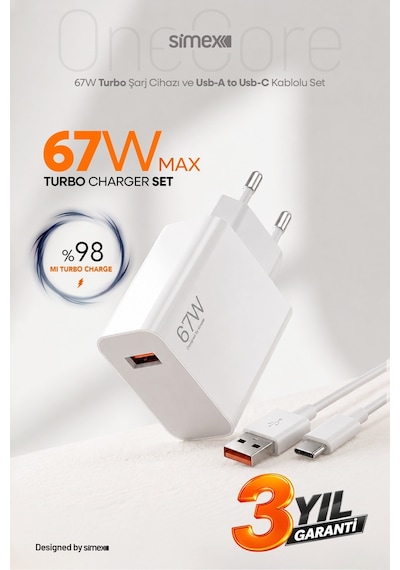 Xiaomi 67w Turbo Hızlı Şarj Seti Güç Adaptörü Başlığı Aleti Redmi Note 14 13 12 11 Pro Poco Uyumlu - 36563628