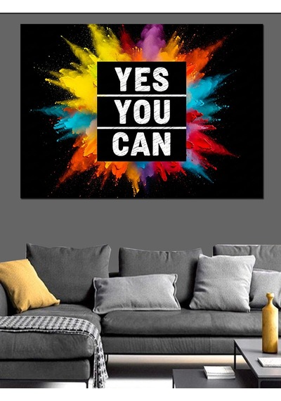 "yes You Can" Evet Yapabilirsin Motivasyon Yazısı Dekoratif Kanvas - Mdf Ahşap Tablo