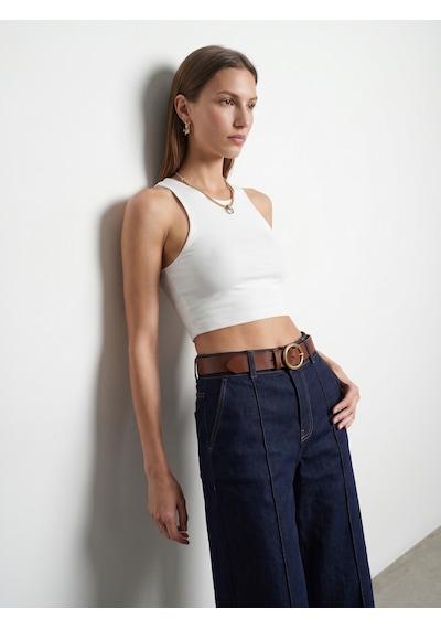 Dilvin 32941 Kolsuz Crop Top-beyaz