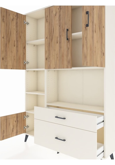 Arges Dolap 7 Raflı 2 Çekmeceli 5 Kapaklı 132x30x195 Aytaşı-ç... Aytaşı