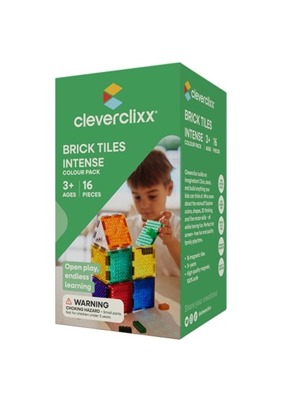 Cleverclixx Brick Tiles Pack Manyetik Bloklar, Intense 16 Parça