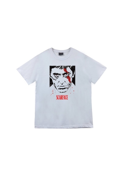 Stoned&Fame Unisex Beyaz Scarface Tony Montana Baskılı T-shirt Beyaz