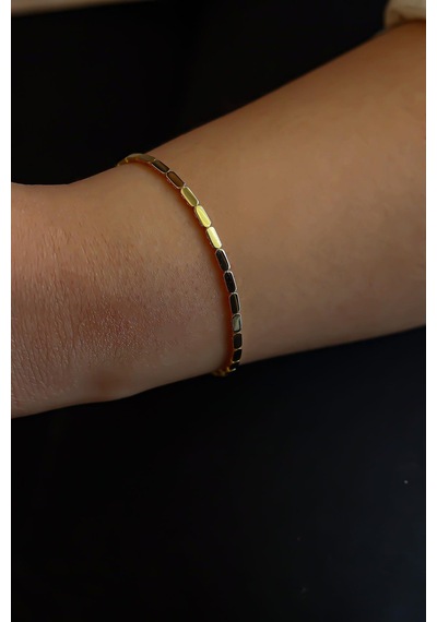 Oval Kesim Taşsız Altın Bileklik Sarı Altın