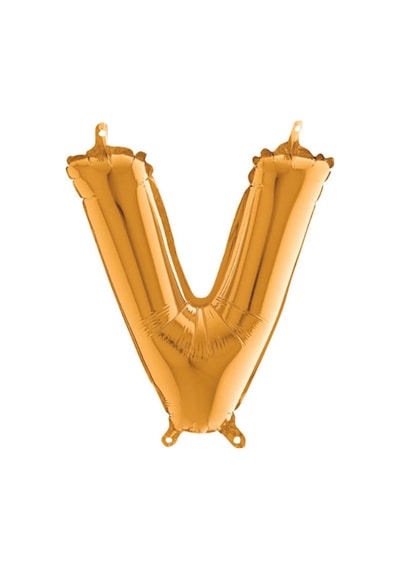 Gold Folyo Balon V Harfi 16inç 40cm Turuncu