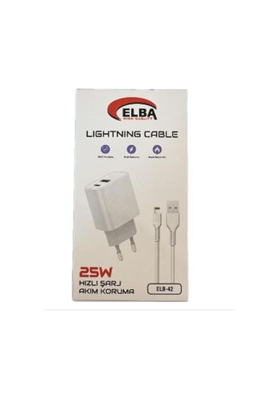 Elba Elb42 Beyaz 25w Şarj Kafa+ İphone Kablo Usb-c Pd3.0-qc4.0 Akım Koruma-hızlı Şarj-