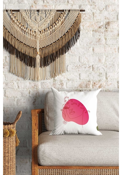 Modern Kadın Silüet Desenli Çift Yön Dijital Baskılı Dekoratif Kırlent Kılıfı Yastık Kılıfı 39x39cm Çok Renkli