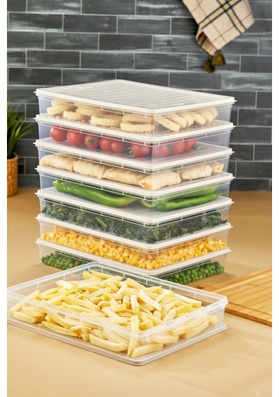 Multi Box 8 Li Set Saklama Kabı Seti - Dondurucu & Mikrodalga Uyumlu Krem