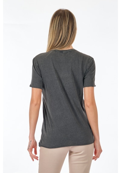 Only Bisiklet Yaka Baskılı Siyah Kadın T-shirt 15286658 001