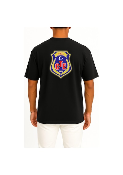 Bahriyeli Collection Oversize Ceza Ve Tevkifevleri Genel Müdürlüğü Cep Ve Sırt Tasarımlı Unisex T-shirt SIYAH
