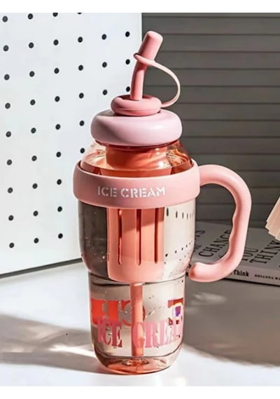 Bıgmug Ice Cream Tritan Pipetli Suluk Detoks Matara 1300 Ml Pembe