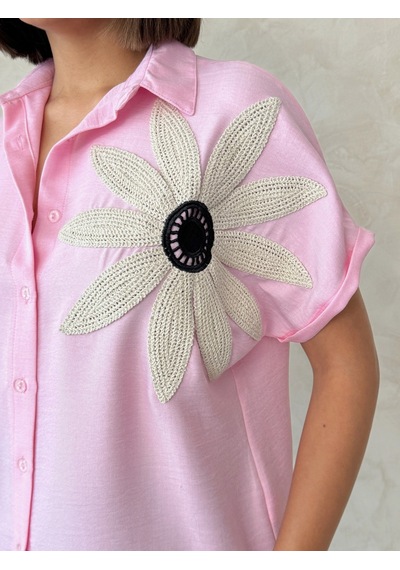 Verymoda Çiçek Detaylı Gömlek D2890 Pembe