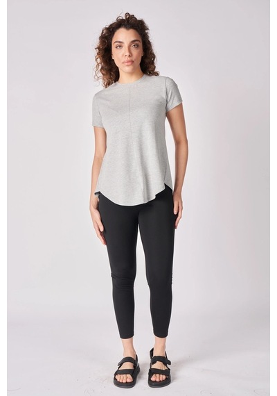 Kadın Oversize Bisiklet Yaka Kısa Kollu Tişört 001