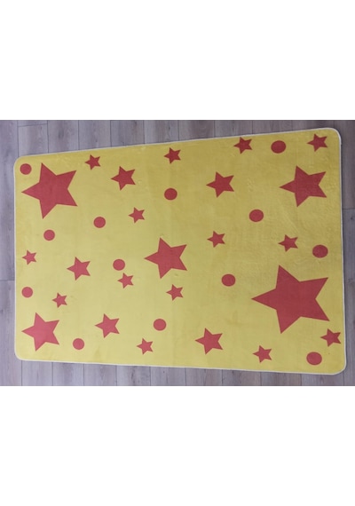 Çam Halı Kids Sarı Kırmızı Taraftar Yıldız Desenli Çocuk Odası Halısı - 120x180 Sarı