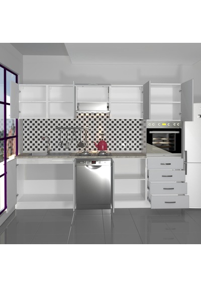Decoraktiv Elite 280q Ankastre Boy Dolaplı Mdf Hazır Mutfak Dolabı - Tezgah Dahil - Buz Gri Açık Gri Decoraktiv Elite 280q Ankastre Boy Dolaplı Mdf Hazır Mutfak Dolabı - Tezgah Dahil - Buz Gri Açık Gri