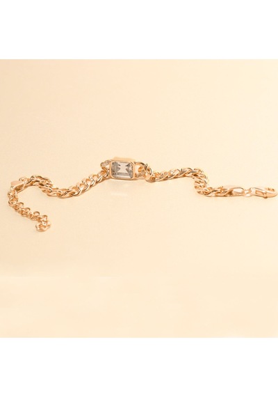 Baget Taşlı Zincir Bileklik 719111 Rose Gümüş
