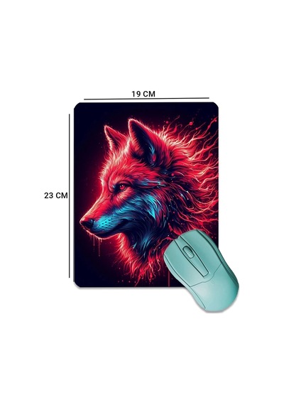 Sonictouch Kırmızı Neon Kurt Pürüzsüz Yüzey Kaymaz Taban Dikişsiz Kenar Gamer Oyuncu Mouse Pad 19x23 Mousepad