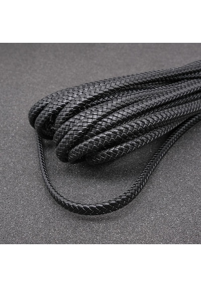 Paracord Aksesuar Bileklik Ve Çanta Yapımı Hakiki Deri Yassı Saç Örgü İp 1 Metre Siyah
