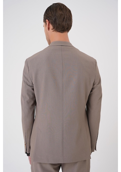 Efor Comfort Fit Mono Yaka Çift Yırtmaç Torba Cep Gofre Kumaş Casual Vizon Ceket C 703 Vizon