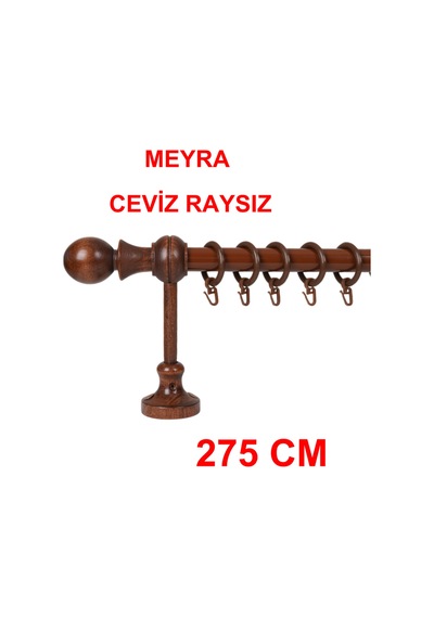 Meyra Demonte Başlıklı Ahşap Rustik Perde Askısı - Raysız -ceviz 275 Cm Ceviz