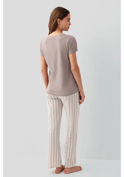 Pierre Cardin 9177 Modal Pamuk Cepli Kısa Kol Kadın Pijama Takımı Vizon