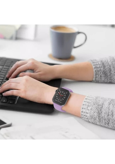 Wozlo Apple Uyumlu iOS Watch 1, 2, 3, 4, 5, 6, 7, 8, Se Silikon Kordon Kayış - S-m Beden 38/40/41mm - Lavanta