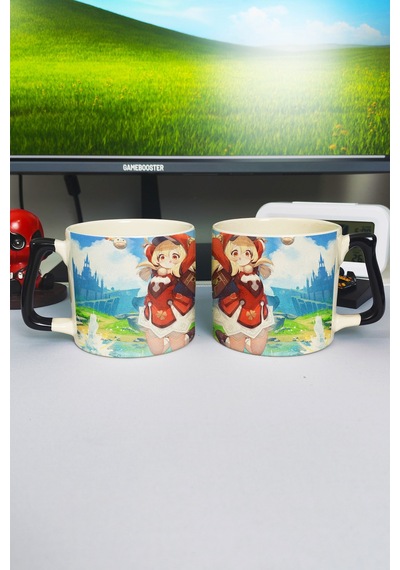 Klee Genshin İmpact Baskılı Seramik Lüks Kupa 1 Adet Özel Siyah Kulp Dalga Kulp V2d Çok Renkli