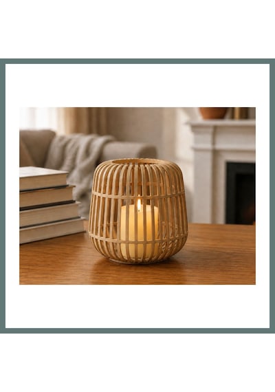 Bezos 3d Baskı Modern Kafes Tasarımlı Dekoratif Mumluk - Tealight Mumluk, Masaüstü Ev Ve Ofis Dekoru-bej Ventra