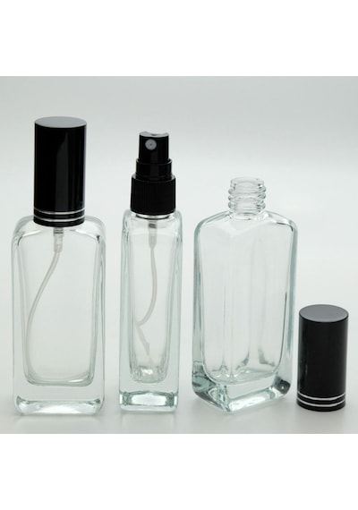 Boş Parfüm Şişesi 50 ML 3 Adet Siyah Kapak Plastik Valf Iphone Boş Şişe