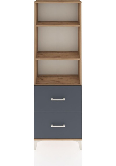 Arges Dolap 3 Raflı 2 Çekmeceli 60x30x182 Çam-antrasit Çam