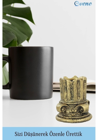 Mumluk Şamdan Tealight Mum Uyumlu Tarihi Sütun Model - Altın Eskitme