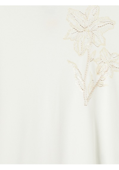 Lcwaıkıkı Classic Beyaz Payetli Oversize Soft Touch Kadın Tunik