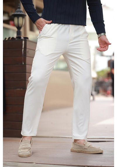 Madmext Beyaz Relaxed Erkek Pantolon 6510