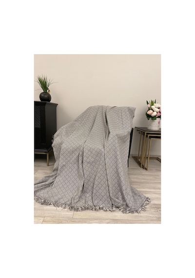 Lüks Pamuklu Koltuk-çekyat Örtüsü 170x220 Kaymaz Toplanmaz Gri