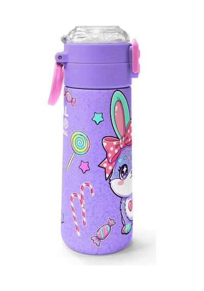 Coral High Kids Milka Su Yeşili Tavşan Desenli Pipetli Ve Direkt İçim Çelik Termos 500 Ml 38137 Lila