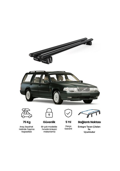Pençe Volvo 960 Sw 1991-1998 Uyumlu Siyah Ara Atkı Port Bagaj Tavan Barı