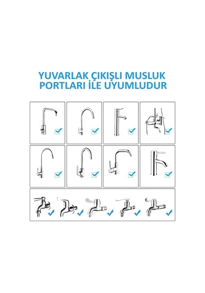 Musluk Başlığı Ucu Aparat Başlık Ekonomik Su Tasarruflu Mutfak Banyo Batarya 3 Fonksiyonlu Uçluk Kro