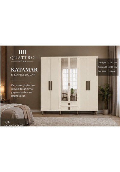 Katamar 6 Kapaklı Dolap Beyaz