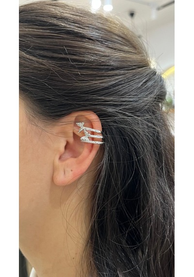 Kelebekli Silver Kıkırdak Küpe Çok Renkli