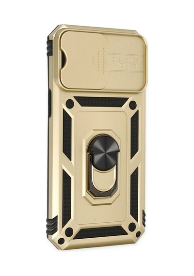 Apple İphone 14 Pro Max Kılıf Pars Lens Yüzüklü Silikon - Gold Çok Renkli