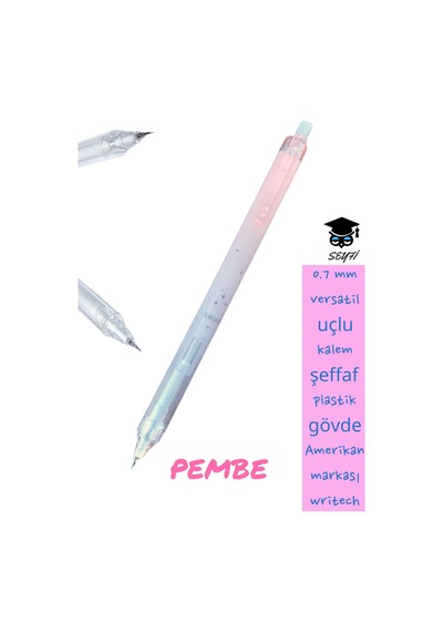 0.7 Mm Versatil Uçlu Kalem Şeffaf Plastik Gövde Amerikan Markası Writech Pembe
