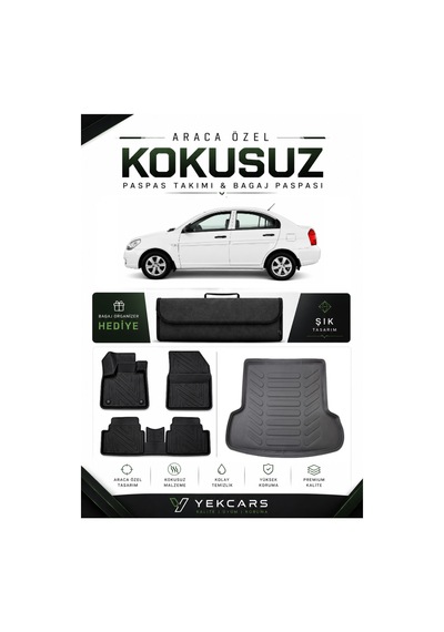 Hyunda Accent Era 2011 Model Aracınıza Özel 4d Karbonlu Kauçuk Paspas Takımı Ve Bagaj Havuzu