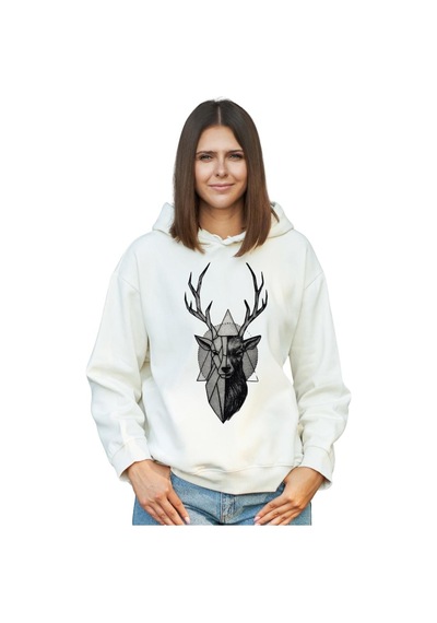 Deer Kadın Sweatshırt Ekru Renk Ekru