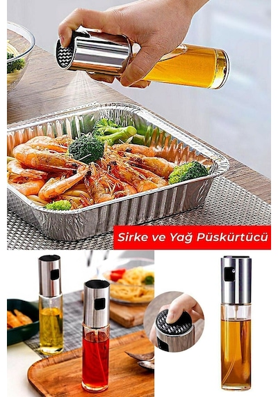 Cam Yağ Limon Sirke Sos Spreyi Şişesi Püskürtücü Yağdanlık 100 ML