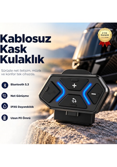 Motosiklet Kaskı İçin Suya Ve Toza Dayanıklı Kablosuz Mikrofonlu Kulaklık-1765